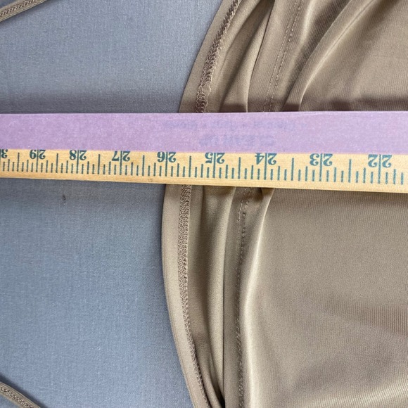 Luxology Ruched V Neck Short Sleeve Tunic Top Womens XL Beige Drawstring - Picture 4 of 6